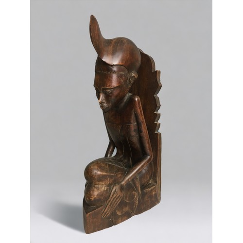 364 - Tumi African Earthen Ware Cooking Vessel and a Carved Hardwood Statuette of a seated Woman.