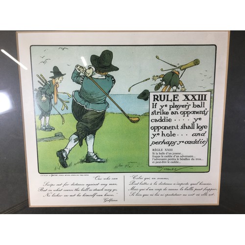 320 - Set of 4 Perrier Humorous Golfing Prints by Chas Crombie.H 34cm x W 41cm.