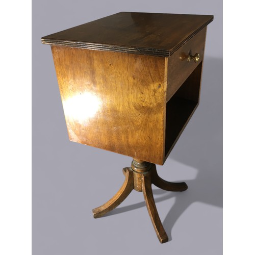 412 - Blonde Mahogany Side Table on 4 Splayed Legs with Drawer and Storage, together with a Table Top 6 dr... 