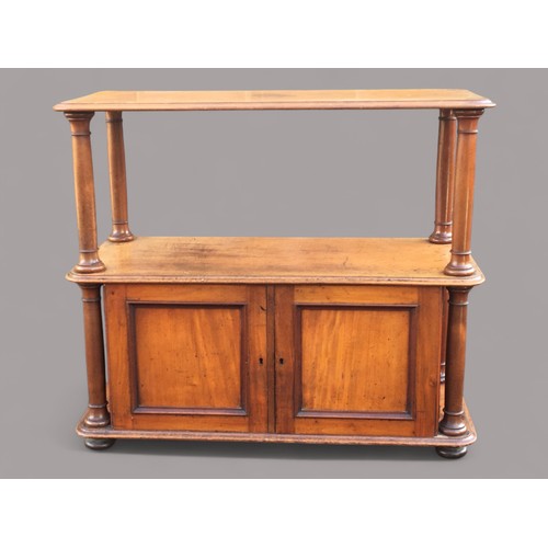 381 - 19th Century Blonde Mahogany Buffet Server with Cupboard Below Housing Adjustable Shelves.H 105cm x ... 