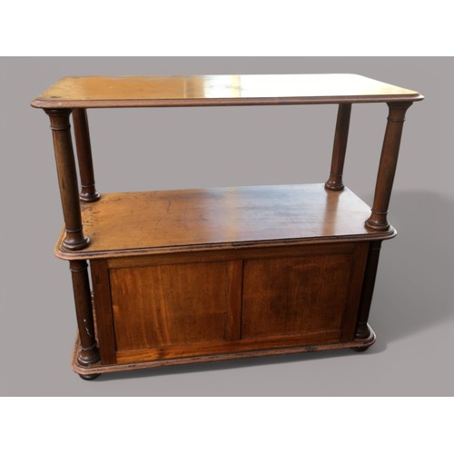 381 - 19th Century Blonde Mahogany Buffet Server with Cupboard Below Housing Adjustable Shelves.H 105cm x ... 