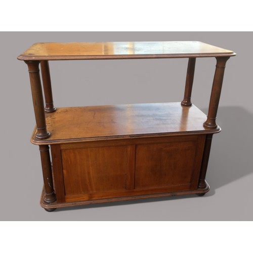 381 - 19th Century Blonde Mahogany Buffet Server with Cupboard Below Housing Adjustable Shelves.H 105cm x ... 