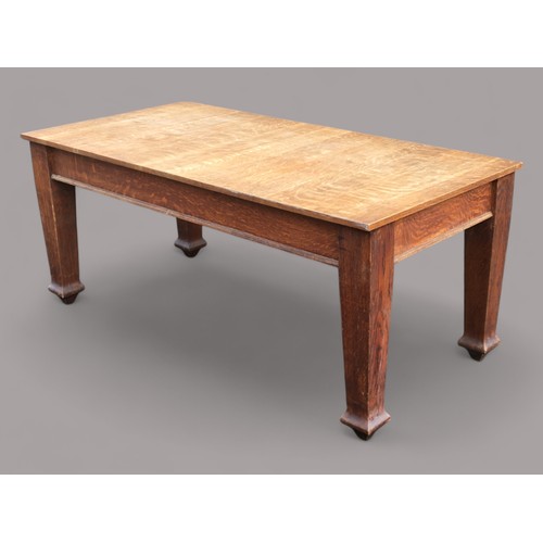 382 - Early-Mid 20th Century Cross Sawn Oak Dining Table. 6-8 Seater, Having Chunky Tapered Square Legs to... 