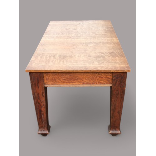 382 - Early-Mid 20th Century Cross Sawn Oak Dining Table. 6-8 Seater, Having Chunky Tapered Square Legs to... 