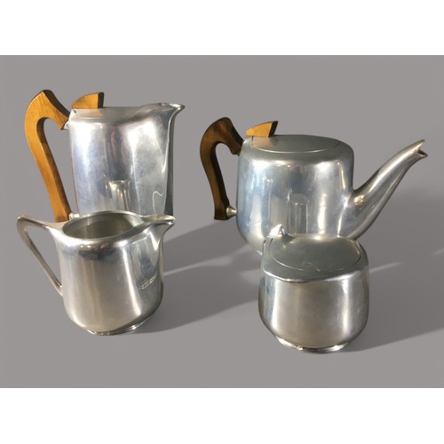 89 - Picquot Ware Aluminium Set to include the Stylish Sugar Pot- 4 x Pieces.