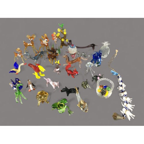 92 - Collection of Lamp Work Animals a Sculpture x 30 - Birds, Dogs, Elephants, a Pineapple, Tree and a n... 