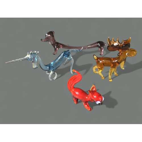 92 - Collection of Lamp Work Animals a Sculpture x 30 - Birds, Dogs, Elephants, a Pineapple, Tree and a n... 