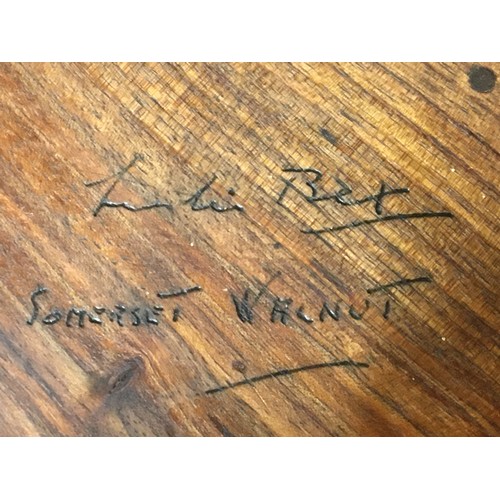 52 - Turned Wooden Bowls x 2 in Somerset Walnut 1 being signed and a Bamboo letter rack.