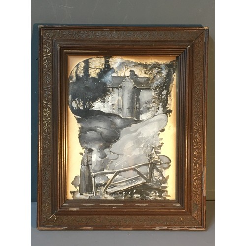 304 - Karl Krska Signed Oil on Panel, Bernard Partridge Period Print, 2 x Watercolours One in a Period car... 