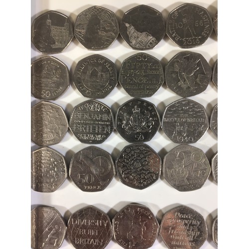 176 - Collection of Collectable 50p Coins x 54 to include Beatrix Potter, Sherlock Holmes, Olympics a 1924... 