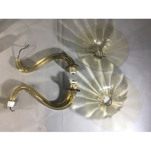 408 - Mid Century Smoked Glass Light Fittings.