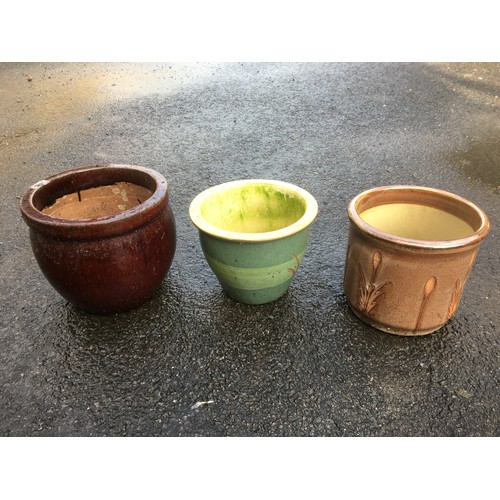 406 - Good Selection of Good Sized Gardening Ceramic/Earthenware Glazed Pots x 9.Largest 30cm x 39cm.... 