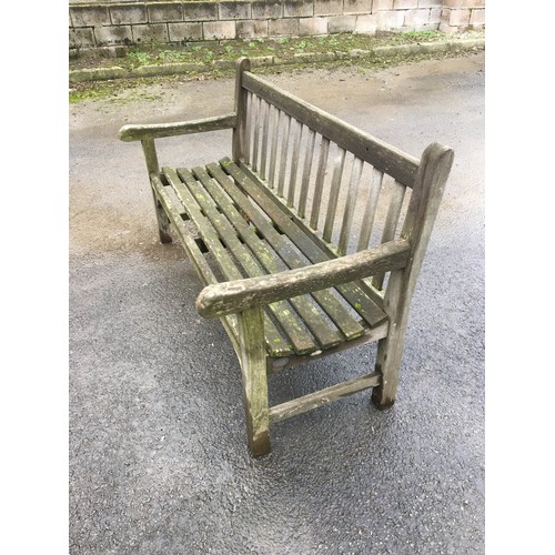 403A - Well Weathered Garden Bench by Lister, Cast Aluminium Green Painted Table Foliate Design on Triform ... 