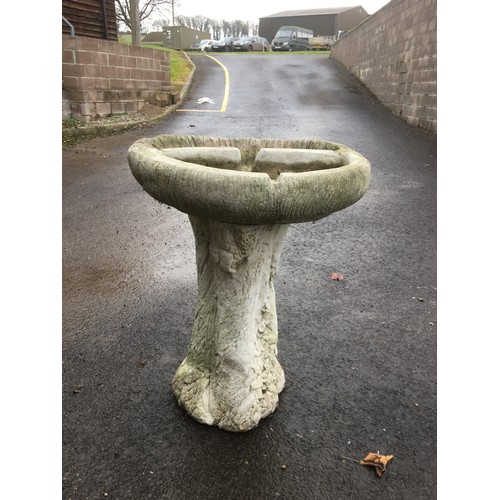 405A - Lime Washed Concrete Bird Bath Of Naturalistic Form.H 80cm x Dia 65cm