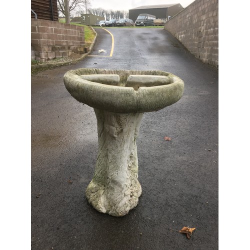 405A - Lime Washed Concrete Bird Bath Of Naturalistic Form.H 80cm x Dia 65cm