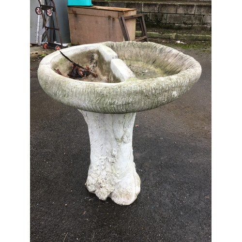 405A - Lime Washed Concrete Bird Bath Of Naturalistic Form.H 80cm x Dia 65cm