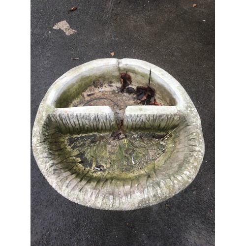 405A - Lime Washed Concrete Bird Bath Of Naturalistic Form.H 80cm x Dia 65cm