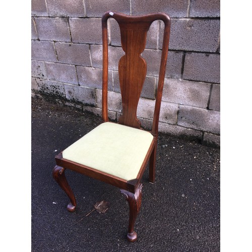 377 - Set of 6 Vintage Queen Anne Style Dining Chairs. Doweled Joints. Rosewood Type Wooden Construction.