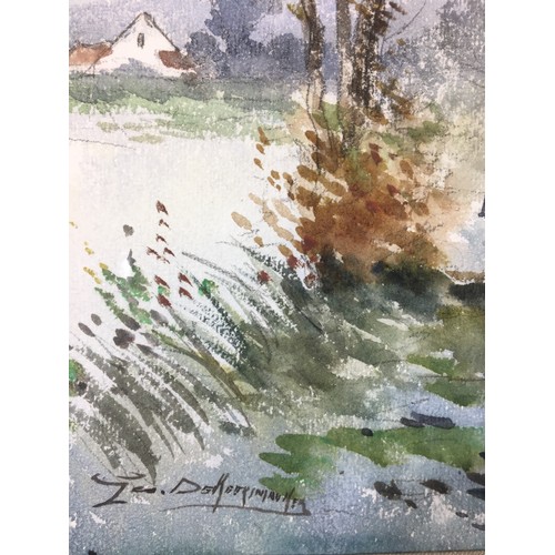 333 - Dutch Watercolour signed Lower L/H. Country Scene with Figure Walking.H 55cm x W 40cm