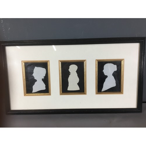 340 - Georgian Silhouette Art of a Gentleman in Originalframe. together with a Set of 3 Later Silhouette P... 