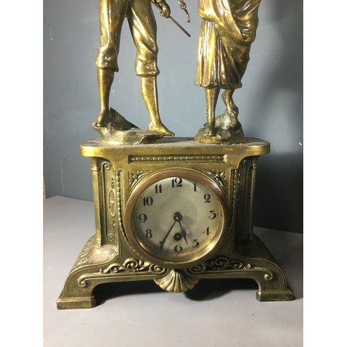 369 - An Attractive Oak Napoleon Hat Clock with Silvered Arabic Numeral Dial and Chimes, Spelter Figural C... 