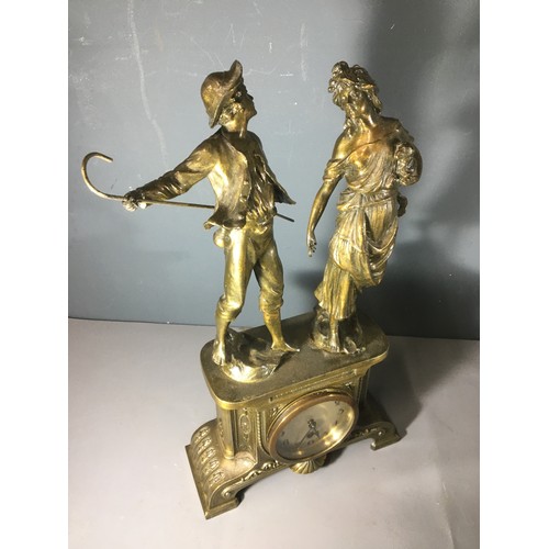 369 - An Attractive Oak Napoleon Hat Clock with Silvered Arabic Numeral Dial and Chimes, Spelter Figural C... 