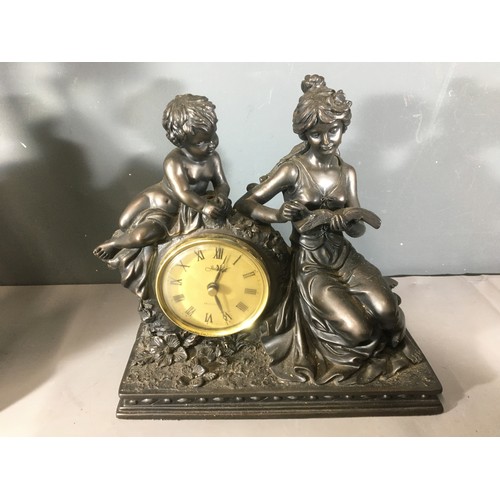 369 - An Attractive Oak Napoleon Hat Clock with Silvered Arabic Numeral Dial and Chimes, Spelter Figural C... 