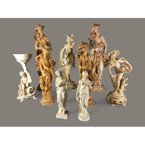 368 - Chinese Resin Figures, a Good Selection including Classical Greek and Italian Examples  9 in total.T... 