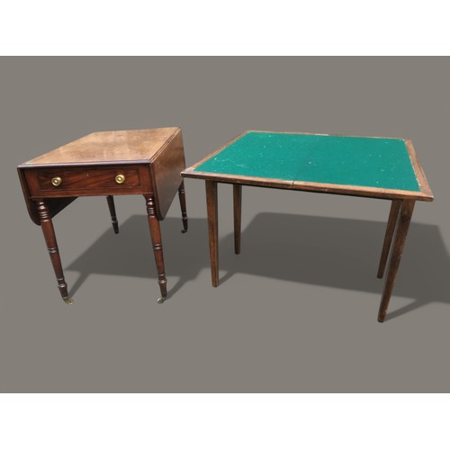 397 - 19th Century Mahogany Breakfast Drop Leaf Table Singular Drawer with Brass fittings and Castors and ... 