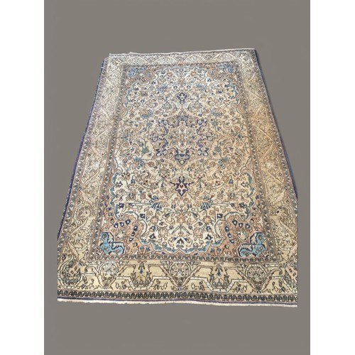 360 - Vintage Country House Persian Sultanabad Style Rug in Gold and Blue Tones.L 210cm x  W 140cm