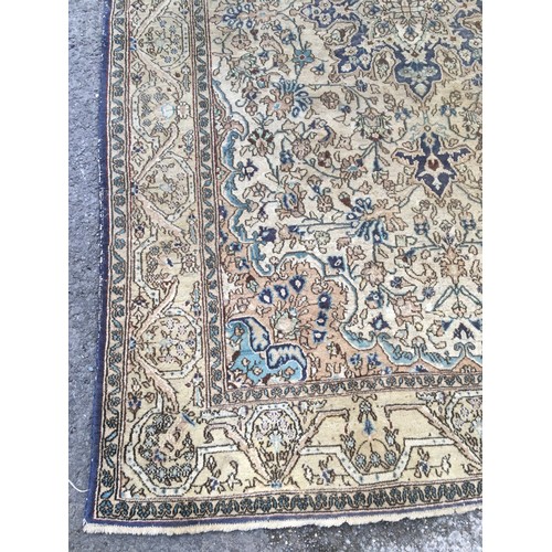 360 - Vintage Country House Persian Sultanabad Style Rug in Gold and Blue Tones.L 210cm x  W 140cm