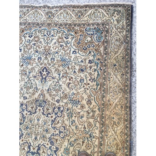 360 - Vintage Country House Persian Sultanabad Style Rug in Gold and Blue Tones.L 210cm x  W 140cm