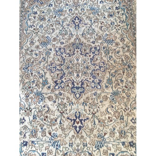 360 - Vintage Country House Persian Sultanabad Style Rug in Gold and Blue Tones.L 210cm x  W 140cm