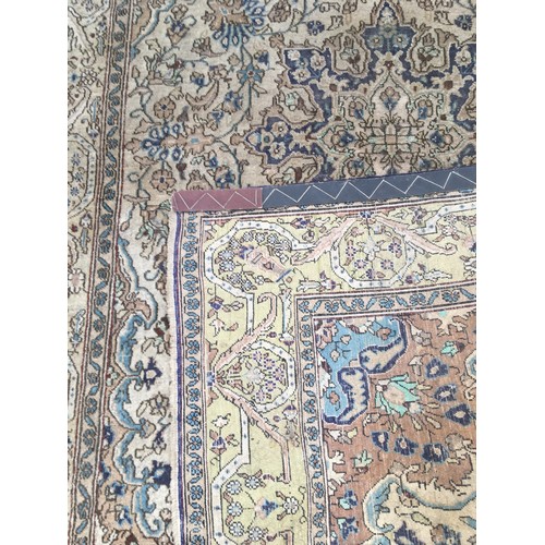 360 - Vintage Country House Persian Sultanabad Style Rug in Gold and Blue Tones.L 210cm x  W 140cm