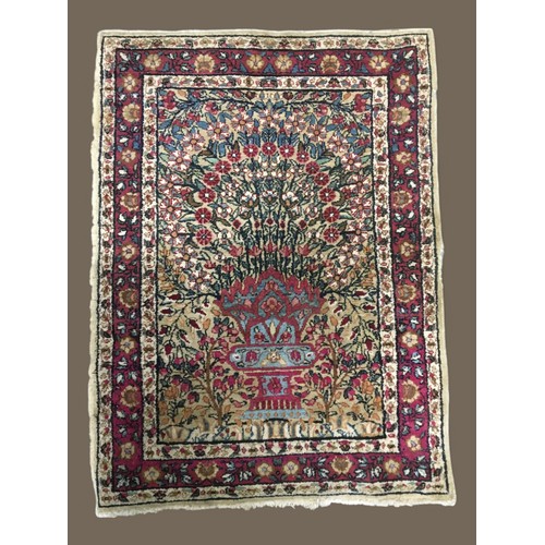 362 - Vintage Persian Vase and Flower Design Prayer Rug.