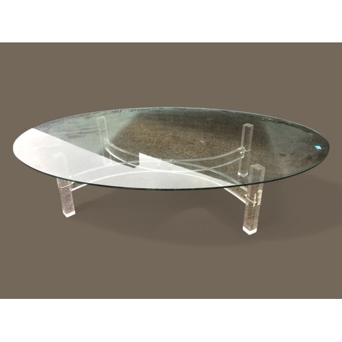 415 - Alessandro Albrizzi Style Mid Century Perspex and Glass Large Coffee Table.L 182cm X W 132cm x H 39c... 