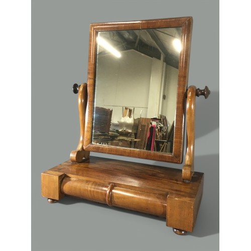 388 - Elegant Victorian Vanity Mirror having 2 Drawers, Bun Feet and Original Plate supported on 