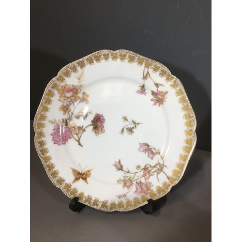 116 - Haviland & Co Limoges for Osler London Part Tea Service. Flower and Butterfly Pattern with Folia... 