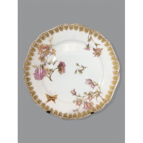 116 - Haviland & Co Limoges for Osler London Part Tea Service. Flower and Butterfly Pattern with Folia... 