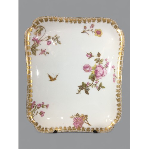 116 - Haviland & Co Limoges for Osler London Part Tea Service. Flower and Butterfly Pattern with Folia... 