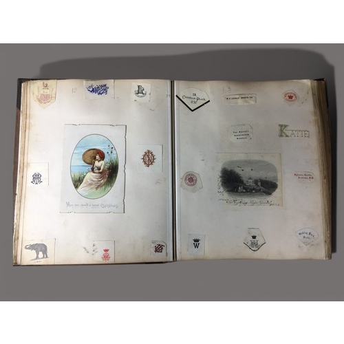 273 - Victorian Scrapbook Filled with interesting Stickers, Cards and Pictures.