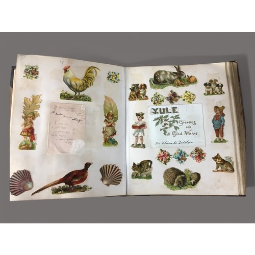 273 - Victorian Scrapbook Filled with interesting Stickers, Cards and Pictures.