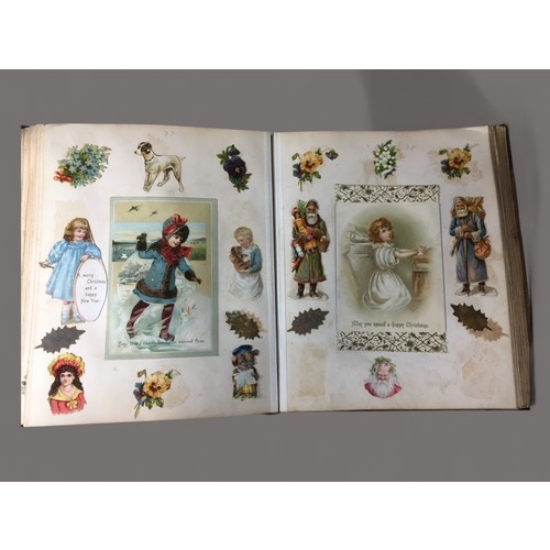 273 - Victorian Scrapbook Filled with interesting Stickers, Cards and Pictures.