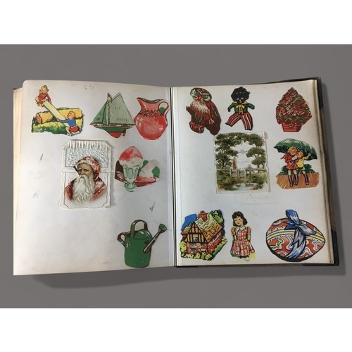 273 - Victorian Scrapbook Filled with interesting Stickers, Cards and Pictures.