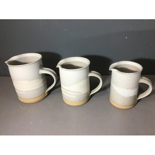 113 - Ray Hoole Studio Pottery Collection - in the Grey tones Graduated Lidded Pots, Graduated Jugs, Salt ... 