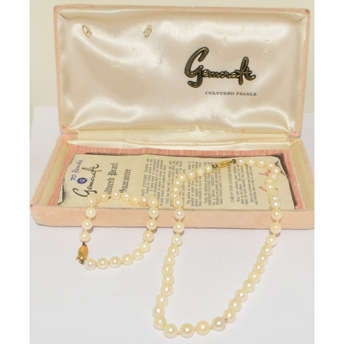 38 - Cultured Oyster Akoya Pearl necklace with a 9ct gold clasp together with a matching Bracelet