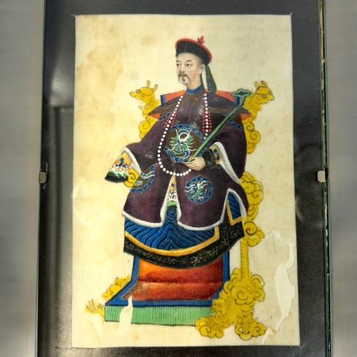 36 - A collection of five Chinese watercolours on Pith.Qing dynasty, 18th/19th century.Depicting Emperor ... 