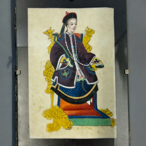 36 - A collection of five Chinese watercolours on Pith.Qing dynasty, 18th/19th century.Depicting Emperor ... 