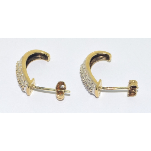 153 - 9ct gold ladies Diamond drop stud earrings 