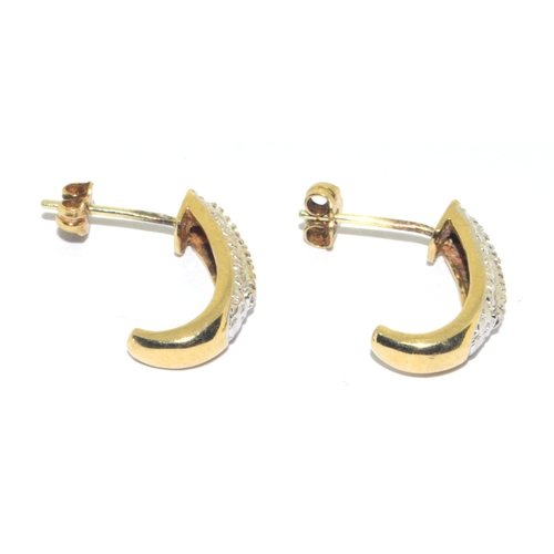 153 - 9ct gold ladies Diamond drop stud earrings 